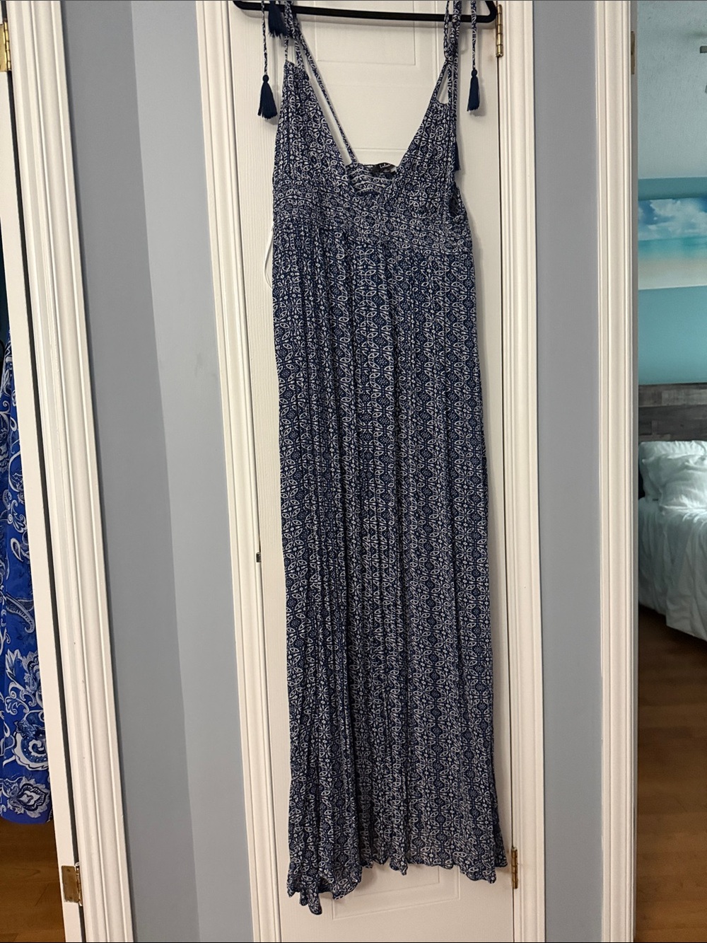 Lulu's Navy and White Printed Maxi Dress
